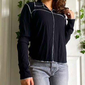 And Now This large black long sleeve inverted top